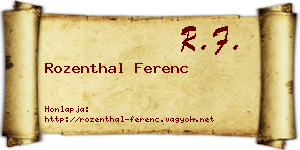 Rozenthal Ferenc névjegykártya